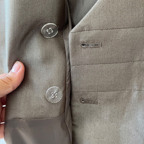 Calvin Klein Sz 6 Sheath Mandarin Collar Button Wrap Midi Dress Lined Khaki - Picture 7 of 8